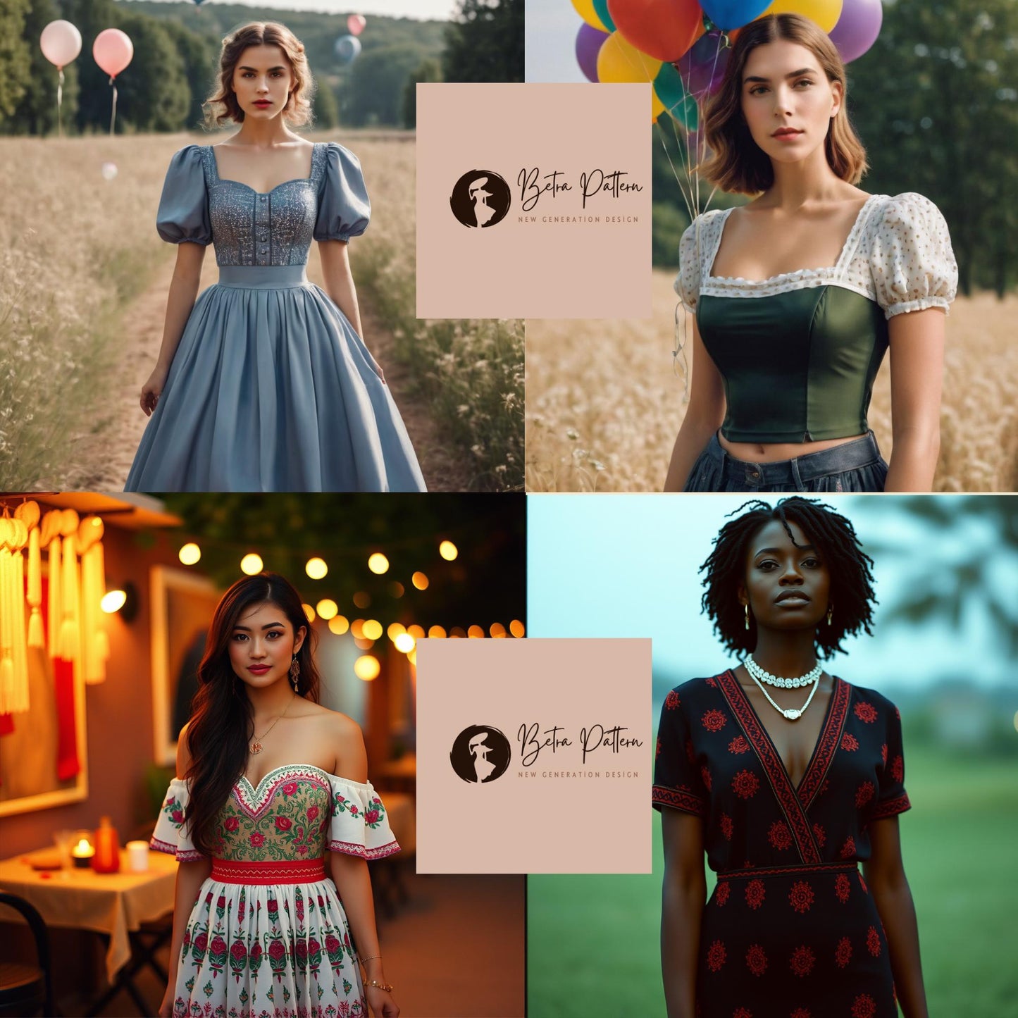 BETRAPATTERN Peter Pan Collar Maxi Dress Sewing Pattern Puff Sleeve