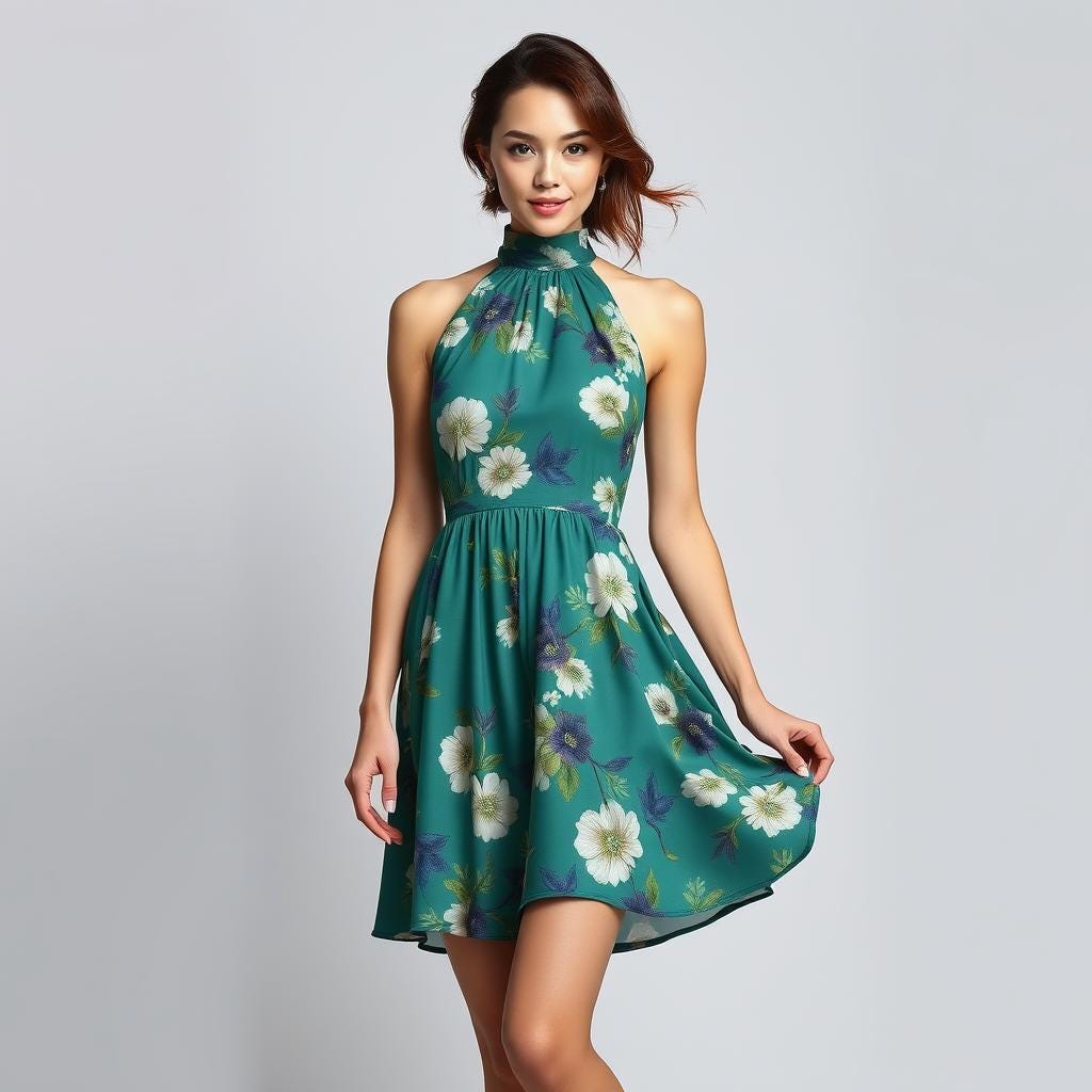 BETRAPATTERN Halter Neck Mini Dress Sewing Pattern PDF Bohemian Style