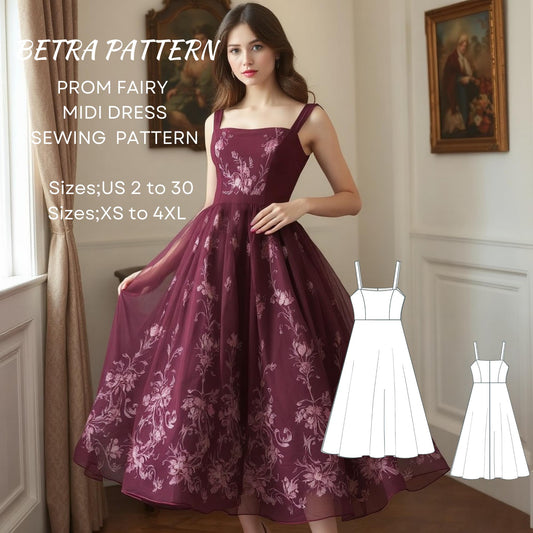 BETRAPATTERN Tulle Ball Gown Sewing Pattern Prom Fairy Dress XS-4XL