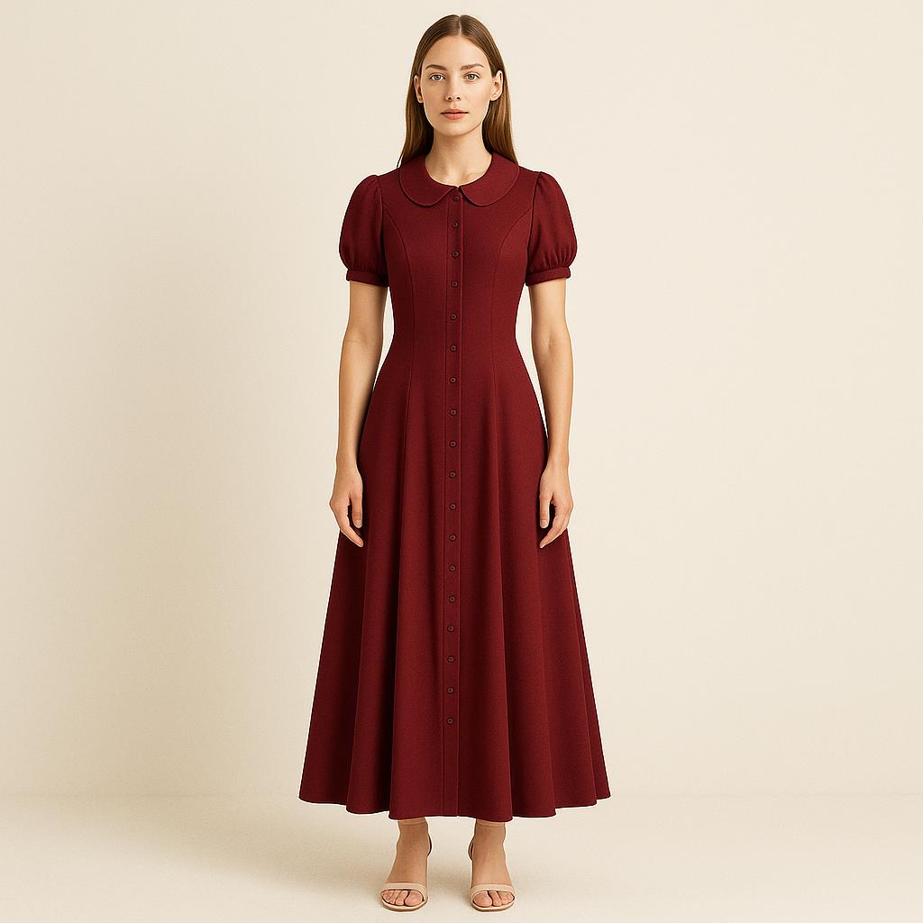 BETRAPATTERN Peter Pan Collar Maxi Dress Sewing Pattern Puff Sleeve