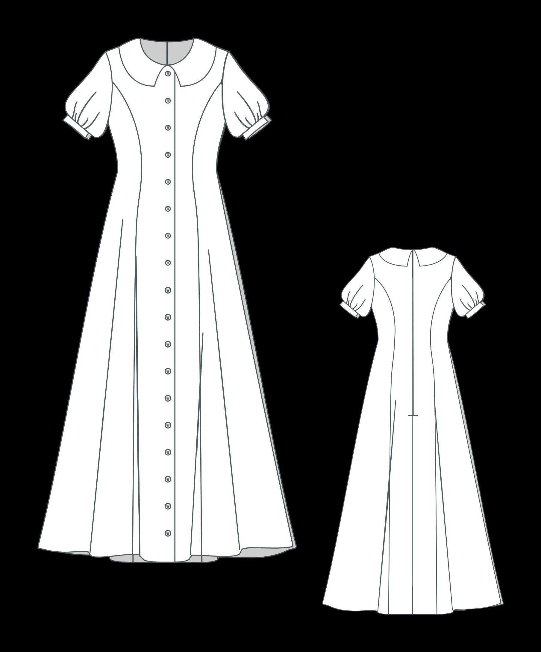 BETRAPATTERN Peter Pan Collar Maxi Dress Sewing Pattern Puff Sleeve